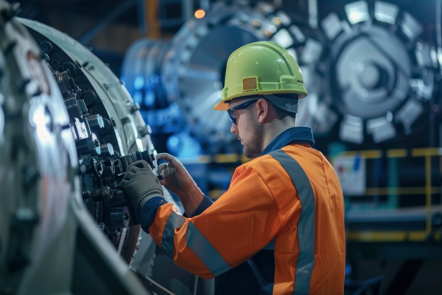 Engenheiro mecânico da Levon Engenharia realizando inspeção técnica em equipamento industrial